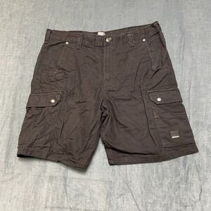 DieHard Cargo Shorts Mens 38 Black Cotton Utility Pockets Work Wear Flat Front
